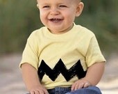 12 Month Cartoon Charlie Yellow Black Zig Zag kids boys girls BABY infant toddler retro vintage brown birthday Tee Shirt T-Shirt Teeshirt