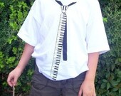 Medium Piano Tie Necktie Skinny 80s 1980s funny t-Shirt black white shirt halloween costume tuxedo neck tie teeshirt BOYS unique NEW