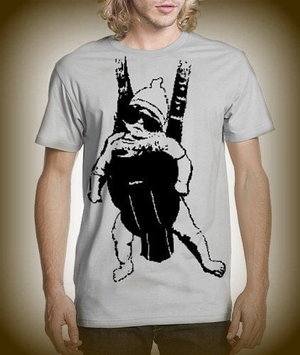 BABY CARRIER Movie Shirt tshirt Men Mens Small S black silver gray funny the Fan art punk one quote wolf man pack las vegas infant sling NEW
