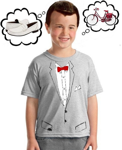 xs, s, m, l PLAYHOUSE boy child Shirt small medium large big black funny tuxedo suit red bow tie gift tshirt top wee tee 80s tv Fan art NEW