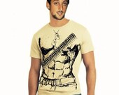 Funny rambo army muscle XL Extra Large man men's bullet machine gun belt 6 pack abs Shirt military cop