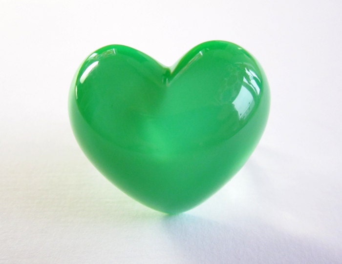 Green heart - Resin ring - All sizes