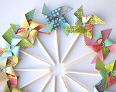 Sweet Nectar Pastel Sequined Pinwheels - Cupcake Toppers/Party Picks