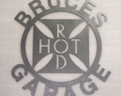 Personalized Hot Rod Metal Art Garage Sign - Free USA Shipping