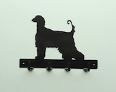 Afghan Hound Dog Metal Art Leash Rack - Free USA Shipping