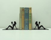 Reading Woman Metal Art Bookends - Free USA Shipping