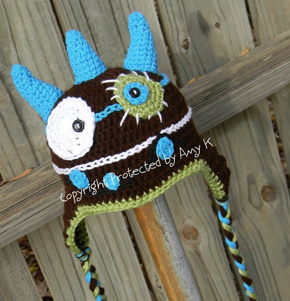 Baby Boy, Monster Hat, Crochet Baby Hats, Monster, Baby Hats, Photo Prop, Photography Prop, MADE TO ORDER
