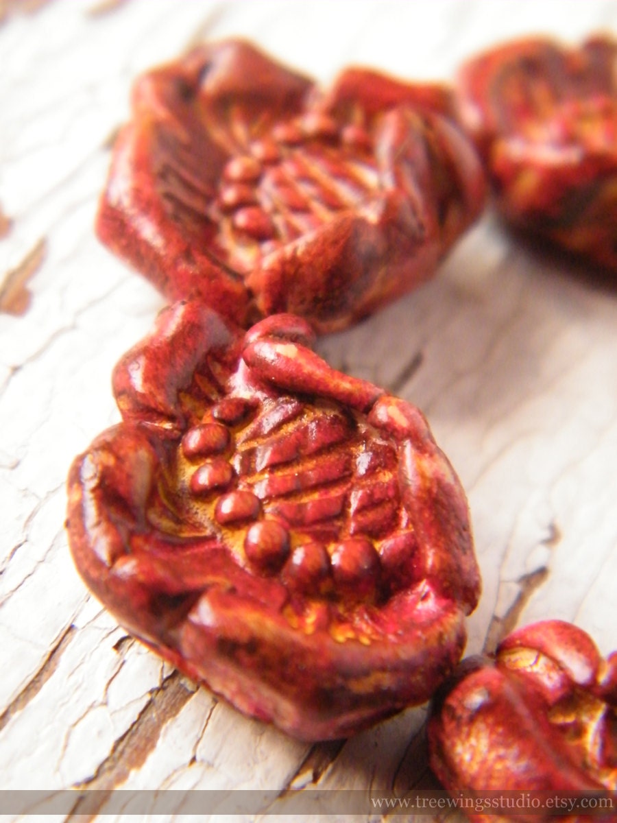 Dusty Rust Wild Rose bead (ready to ship)
