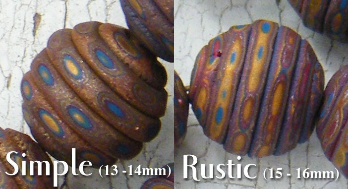 Ridged Rounds polymer clay beads - set of 8 beads (ready to ship)