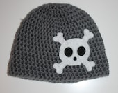 READY TO SHIP - 3-6 Months Skull and Crossbones Beanie - As Pictured