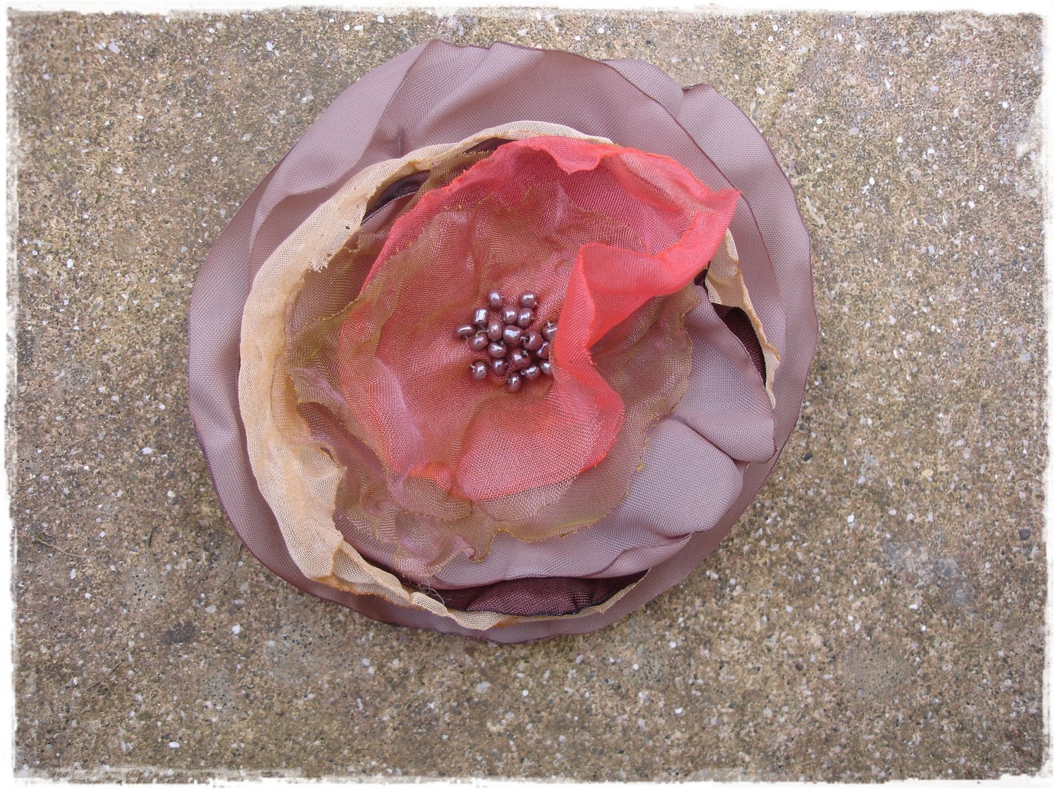 Peaches and Honey FIBER ART TEXTILE FLOWER PIN OOAK