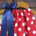 July 4th Red Polka Dot Pillowcase Dress with Navy Ribbon - sizes 3m to 6T......PERFECT for the Ole Miss, South Alabama, and TEXANS fans