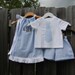 Brother Sister Blue Seersucker Set - Monogrammed Pillowcase Dress and Tie Shorts Set - sizes 6m - 5T....PERFECT for the BEACH