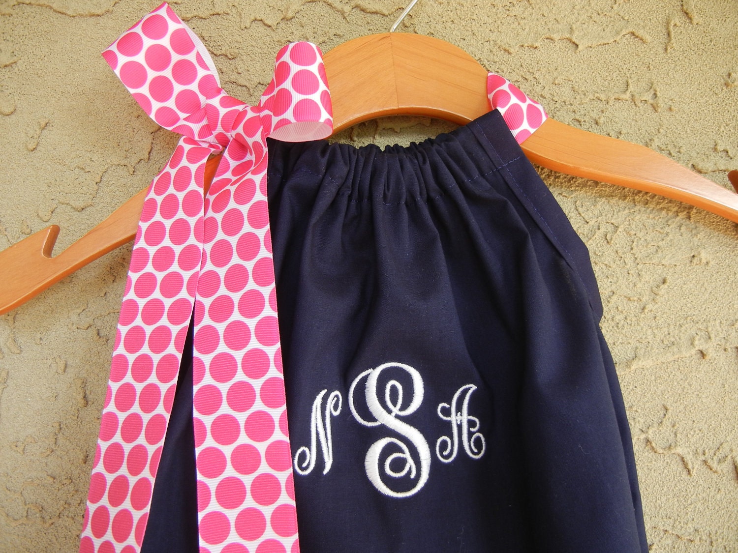 Monogrammed Navy Pillowcase Bubble Romper - sizes 3m - 24m....PERFECT for SUMMER and the BEACH