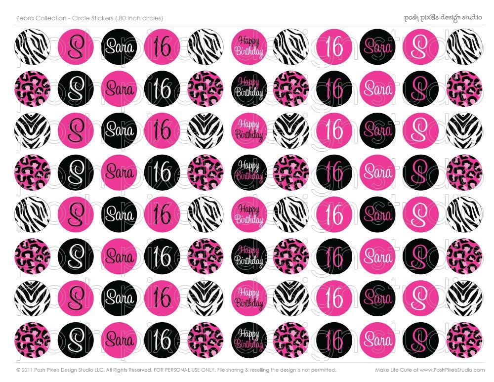 CANDY STICKERS - Printable Birthday Candy Stickers - Zebra Print and Leopard Print - DIY Jungle Diva Collection - by Make Life Cute Il_170x135