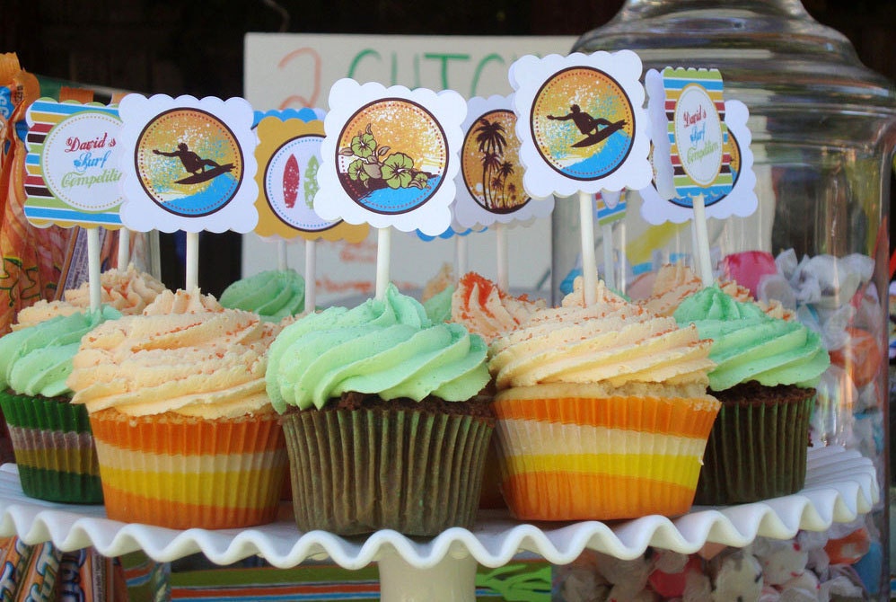 SURFER PARTY - Printable 2" Party Circles - Birthday - DIY Grunge Surfer Collection - by Make Life Cute Il_170x135