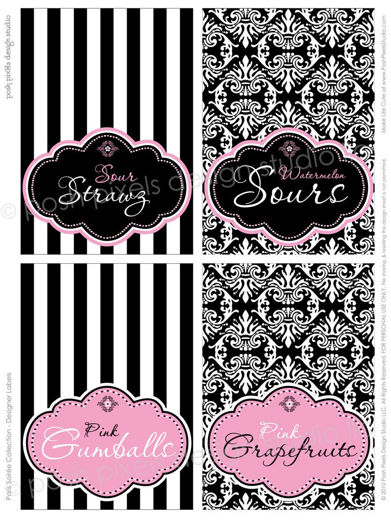 PARIS PARTY - Printable Tent Cards - Custom Designer Labels - DIY Paris Soirée Collection - by Make Life Cute