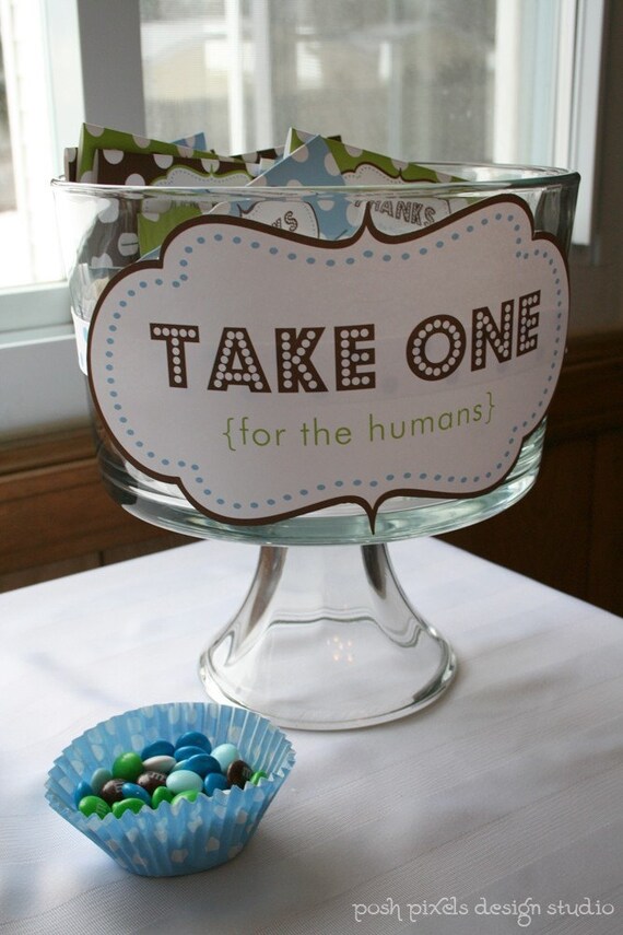 SIGNS - Printable Designer Signs - Blue, Green and Polka Dot - DIY Puppy Party Collection - by Make Life Cute Il_570xn