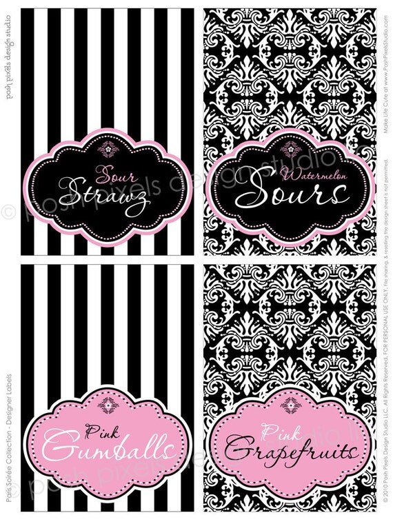 PARIS PARTY - Printable Tent Cards - Custom Designer Labels - DIY Paris Soirée Collection - by Make Life Cute Il_570xn