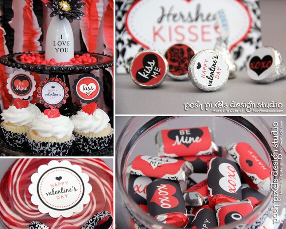 VALENTINE'S DAY - Printable Valentine's Party Collection - Cute Gifts- DIY Classic Valentine Collection - by Make Life Cute Il_570xn