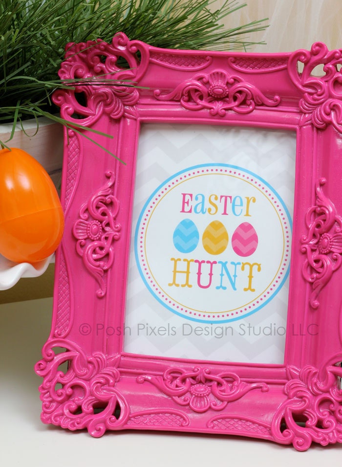 EASTER - Printable Easter Egg Hunt Designer Sign - 5"x7" - Crafts and Gifts - DIY Chevron Easter Collection - by Make Life Cute Il_570xn