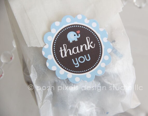ELEPHANT - Printable 2" Favor Tags - Baptism, Christening, Dedication, Communion - DIY Elephant Christening Collection - by Make Life Cute Il_570xn