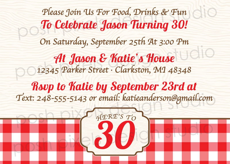 BIRTHDAY INVITATION - Printable 5"x7" Party Invitation Design - Gingham, Picnic - DIY Rustic Birthday Collection - by Make Life Cute Il_570xn