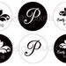PRINTABLE Wedding Circle Stickers - Black and White - DIY Damask Collection
