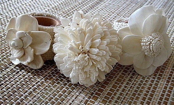 Floral Napkin Rings with Burlap- set of six