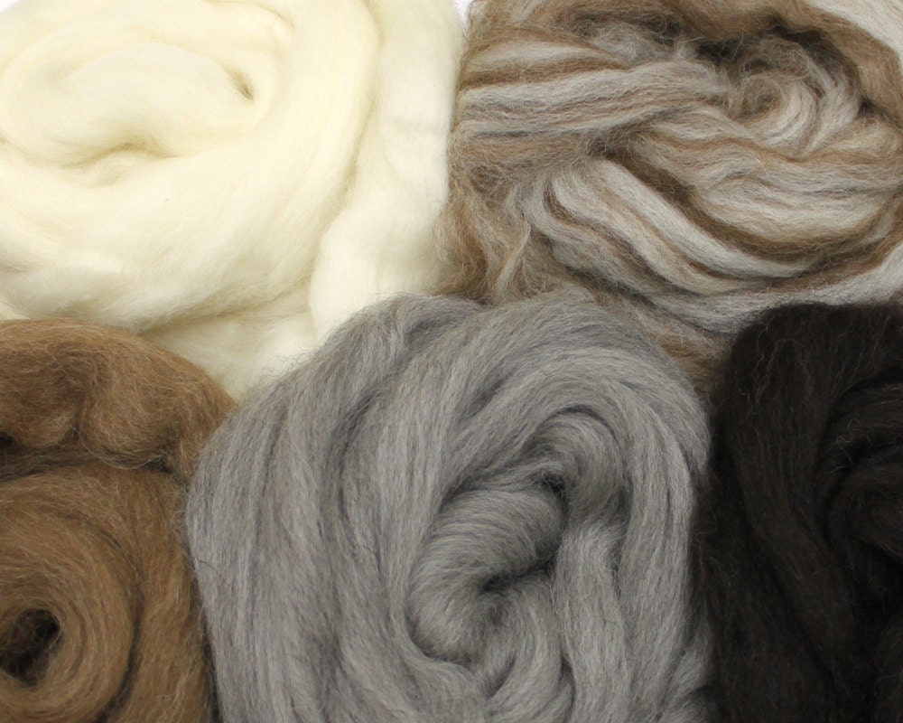 Shetland Wool Sampler - Undyed Roving for Spinning or Felting (10oz)