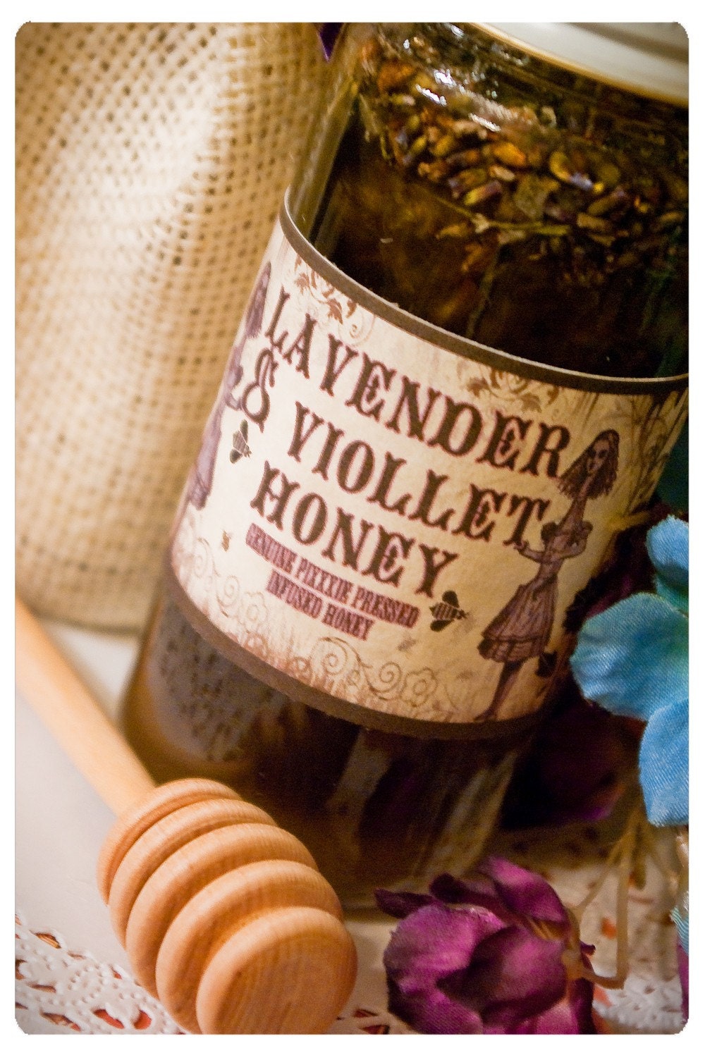 flavored honey - lavender and violet honey - infused gourmet honey - genuine pixxxie pressed honey infused w/ lavender, violet extract