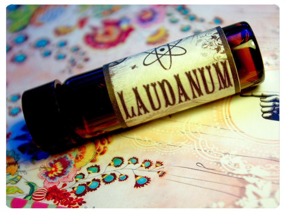laudanum - natural perfume oil of apricot and ivy in 1/2 oz amber glass apothecary bottle
