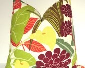BOTH SIDES - Pillow Cover - Throw Pillow - Sofa Pillow - Toss Pillow - Decorative Pillow - Calla Lily - 20x20 in - Green - Plum - Orange
