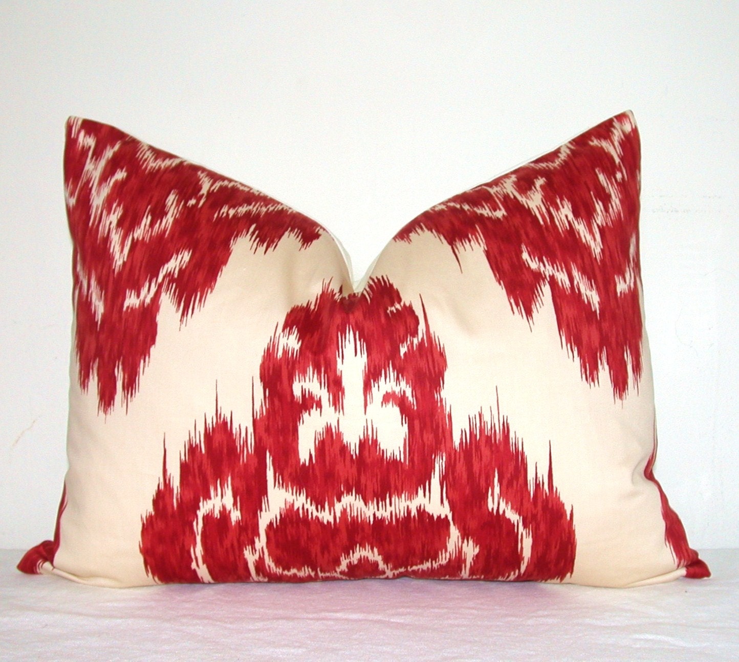 Set of Two - Designer Fabric Pillow Covers - Ikat Print - Blue - Cream - 22x22 inches - Medallion - Batik - Throw Pillows - Decorative Pillows - Sofa Pillows