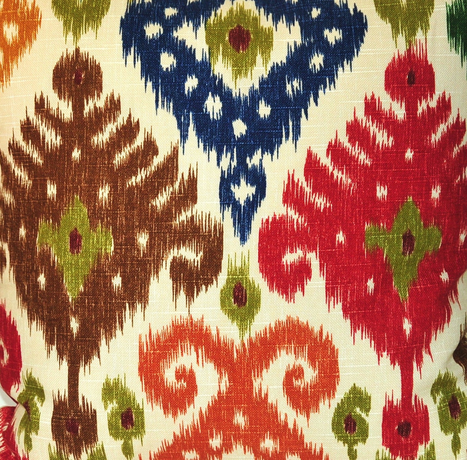 Pillow Cover - Throw Pillow - Toss Pillow - Sofa Pillow - Ikat - 17x17 inch - Red - Green - Blue