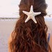 Large White Knobby Starfish Hair Barrette.