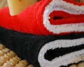 Luxury Wash Cloth Set of 2 - Red and Black Minky and White Terry Cloth