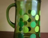Great retro polka dot pitcher... large... vintage green
