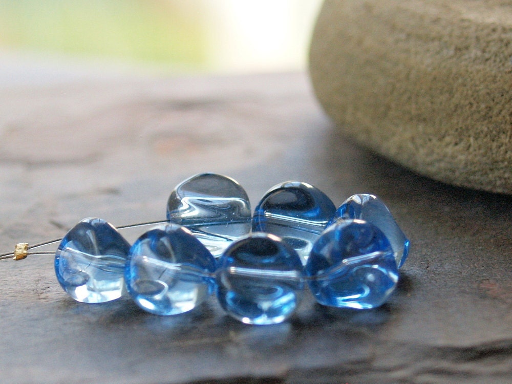 10mm Sky blue Organic Wavy Bead Destash 7 pieces