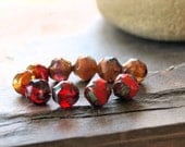 8mm Red and Brown Picasso Bead Destash 10 pieces Assorted Lot