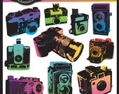 Retro Cameras Clipart Elements for image transfers, cards, stationary, invitations, scrapbooking and all paper crafts