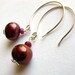 SALE - Constance handmade earrings - red freshwater pearl, ruby, sterling silver by lotusstone on etsy