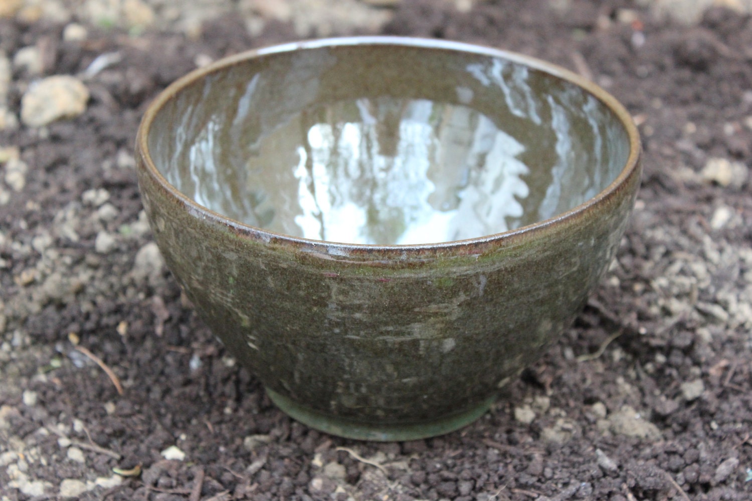 Medium Serving Bowl - Green & Brown - janebroadbent