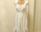 Gypsy Rose Dress Bridal Wedding Womens White or Lilac Custom Tea Length Mid Calf Tattered Cotton