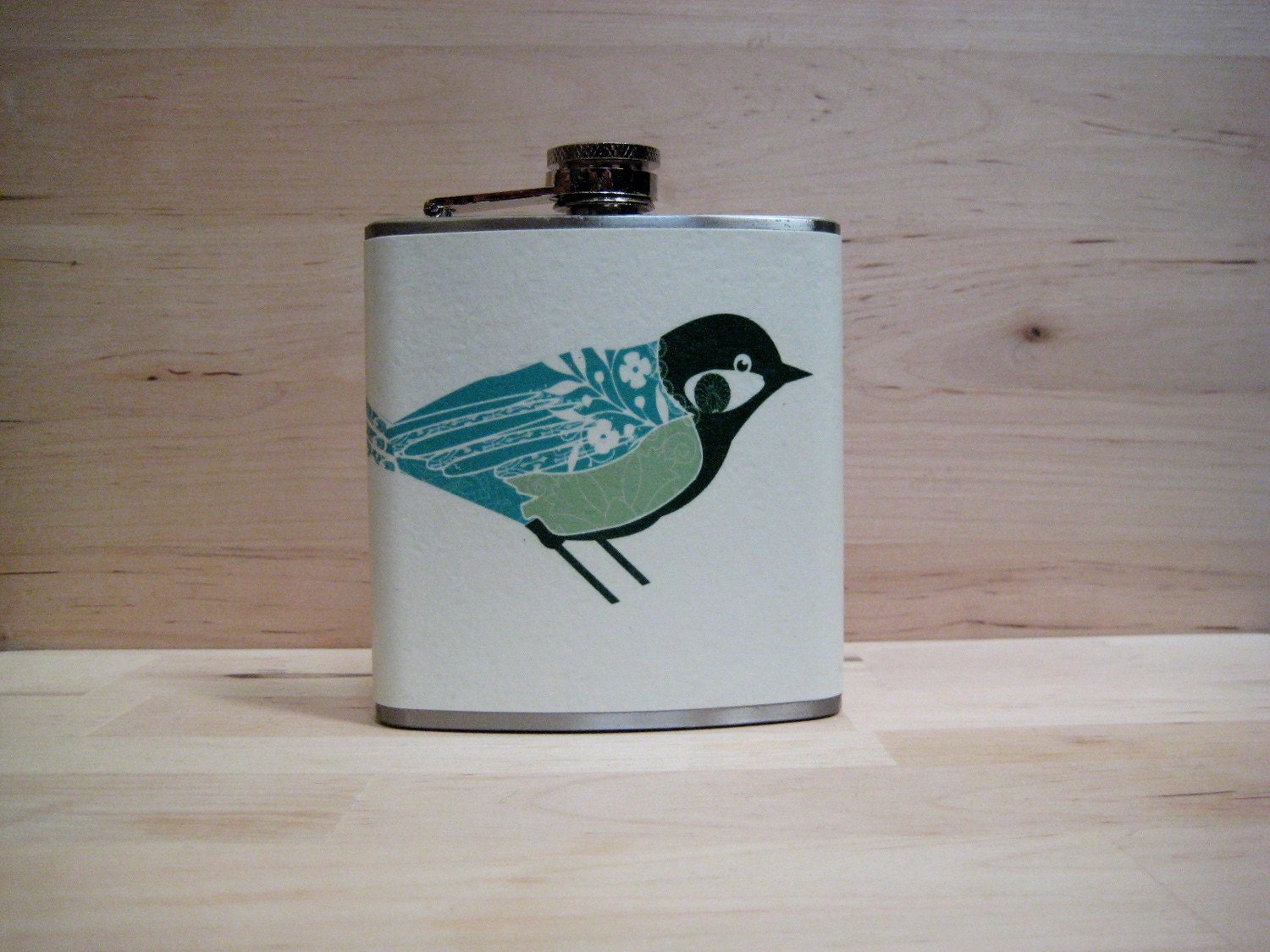 6 oz Stainless Steel Flask - Whimsical Woodland-Bird-Grace