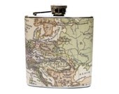 Flask 6 oz Stainless Steel Vintage Map of Europe Wanderlust Travel Flask Wedding Groomsmen Bridesmaid Flask