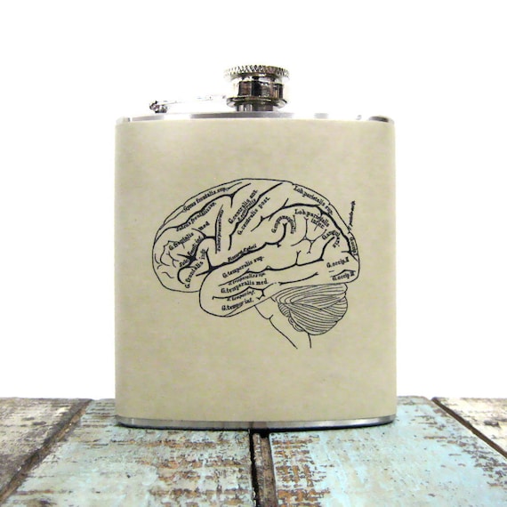 Flask 6 oz Stainless Steel - Anatomical Brain- Customizable