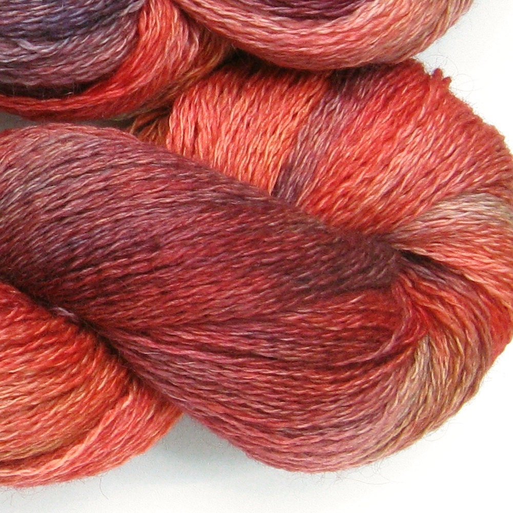 Lace weight yarn kid mohair merino 2ply, 100g, 900yds - Red Desert 2