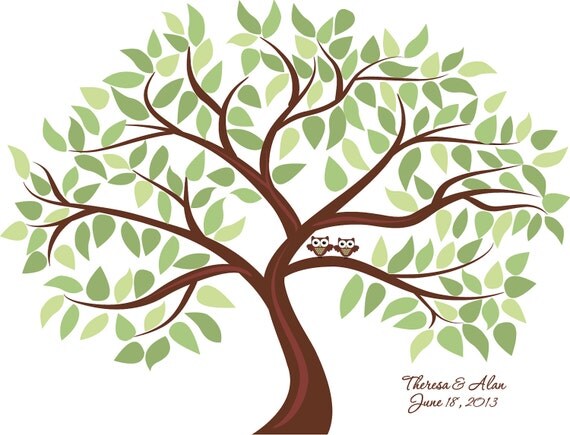 Personalized Wedding Tree Guest Book Print for up to 150 guests