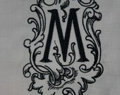 HEIRLOOM WHITE TABLE NAPKINS - Set of 2 - Soft White with Embroidered Initial - 15 1/2 inches x 15 1/2 inches